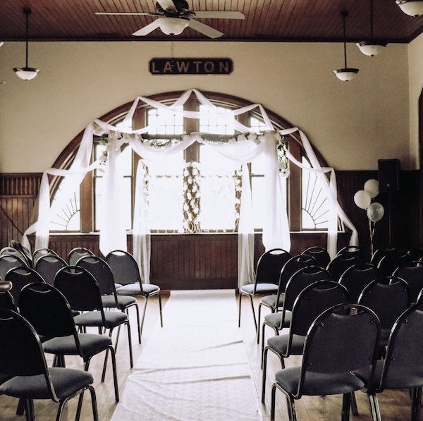 Inside the hall during a wedding